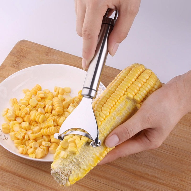 Stainless Steel Corn Peeler: Easy Kernel Removal"