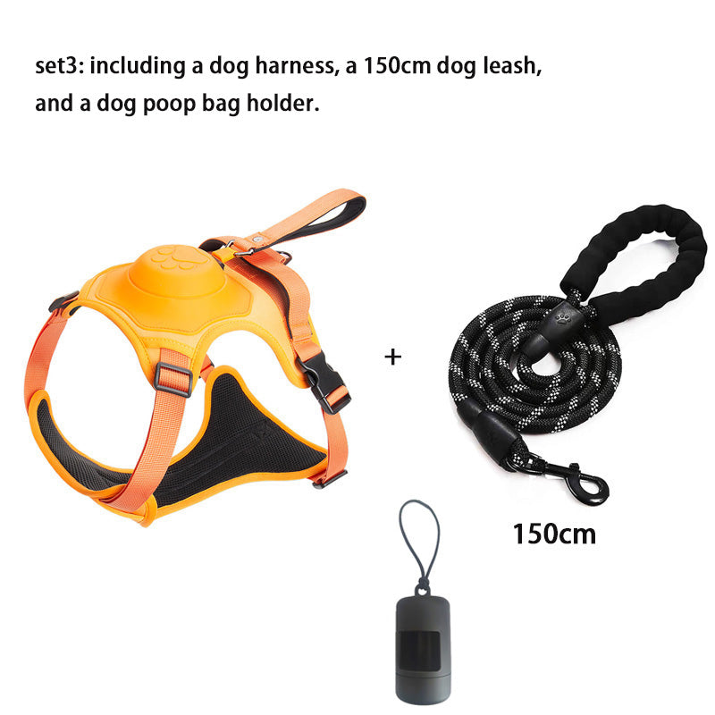 All-in-One Dog Harness & Retractable Leash Set Tool 